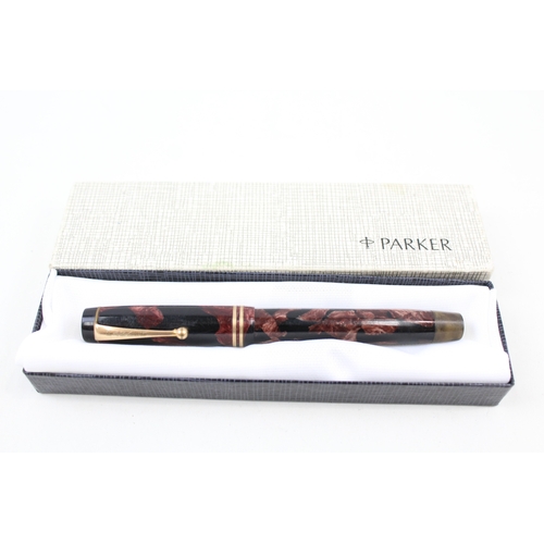 445 - Vintage Parker Duofold Burgundy Lacquer Fountain Pen w/ 14ct Gold Nib WRITING