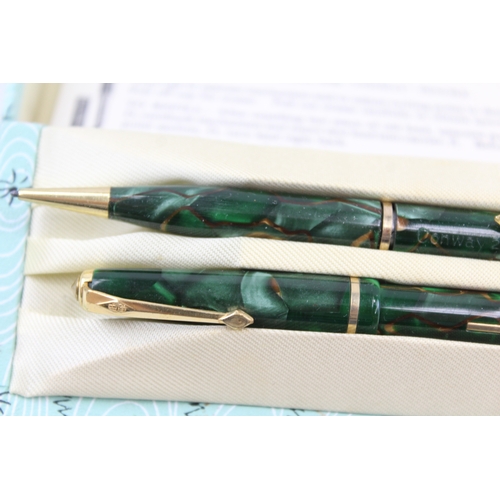 448 - 2 x Vintage Conway Stewart Dinkie Fountain Pen Sets w/ 14ct Nibs, Pencils, Box