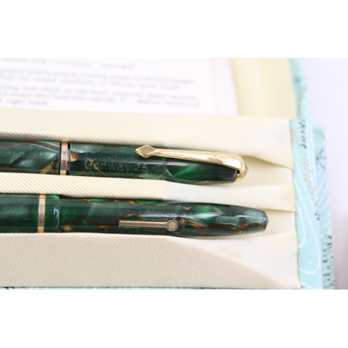 448 - 2 x Vintage Conway Stewart Dinkie Fountain Pen Sets w/ 14ct Nibs, Pencils, Box