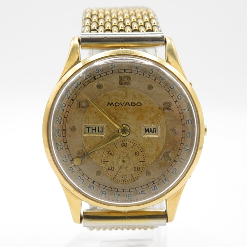 435 - 18ct Gold Movada Calendar Watch - Spare or Repairs