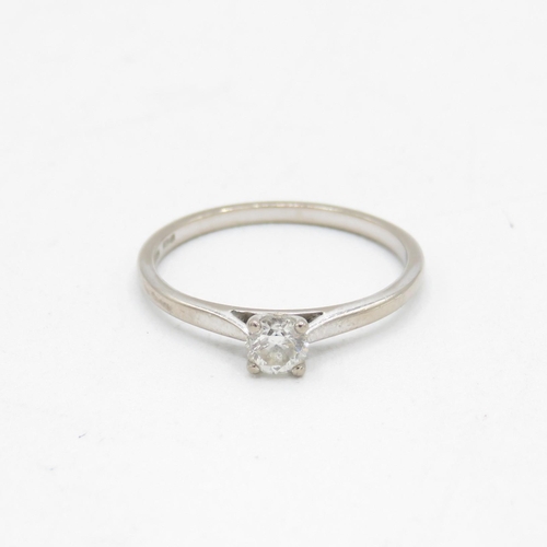 176 - 18ct gold diamond solitaire ring (1.8g) Size  M 1/2