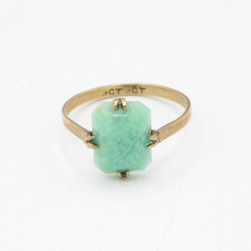 64 - 9ct gold vintage amazonite dress ring (1.5g) Size  Q