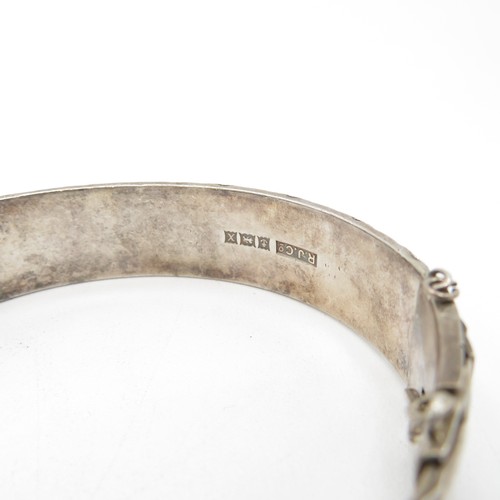 285 - Collection of Sterling Silver Mid Century Bangles inc. Engine Turned, Foiled 54g