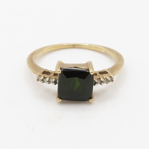 158 - 9ct gold tourmaline & diamond dress ring (1.5g) Size  K