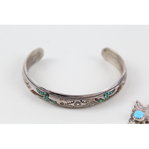 265 - Collection of Sterling Silver Native American Jewellery inc. Jack Bly x 3 30g