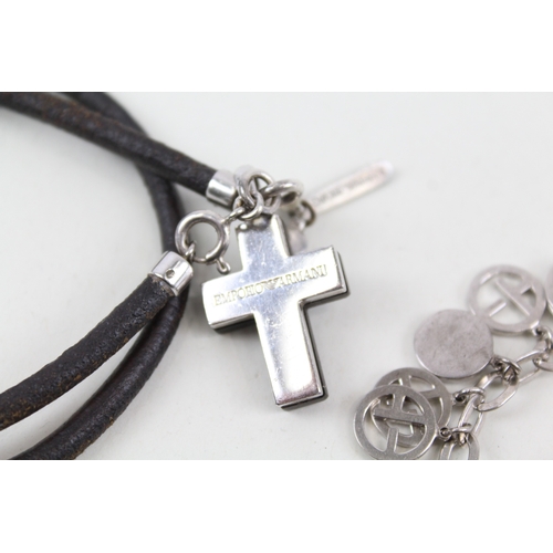 268 - Emporio Armani Sterling Silver Necklace & Bracelet inc. Cross x 2 34g