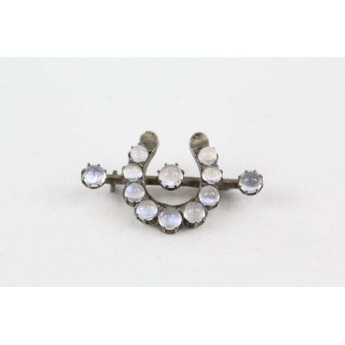 273 - Antique Moonstone Horseshoe Brooch 3g