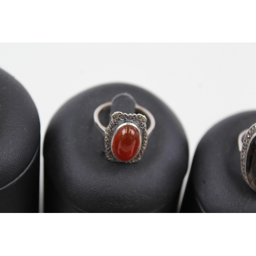274 - Collection of Sterling Silver Art Deco Rings inc. Gemstone, Marcasite x 3 13g