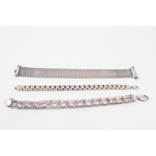280 - Collection of Sterling Silver Bracelets inc. Bismark, Double Curb x 3 64g