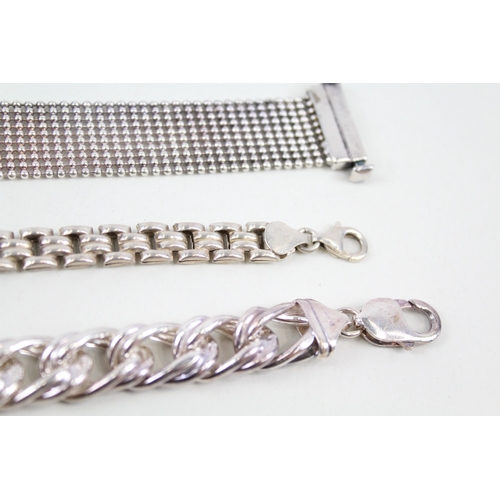 280 - Collection of Sterling Silver Bracelets inc. Bismark, Double Curb x 3 64g