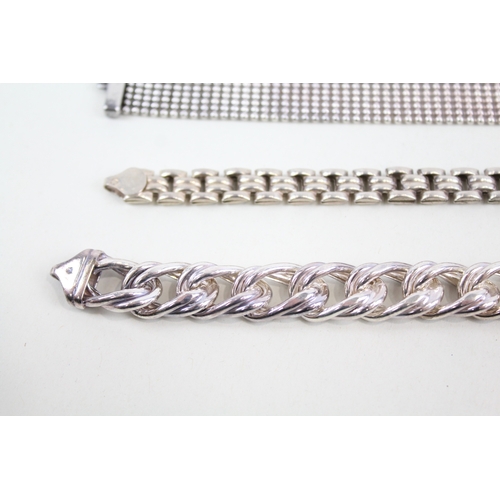 280 - Collection of Sterling Silver Bracelets inc. Bismark, Double Curb x 3 64g