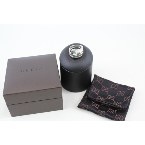 281 - Gucci Sterling Silver Modernist Wrap Ring w/ Topaz Stone & Box 10g