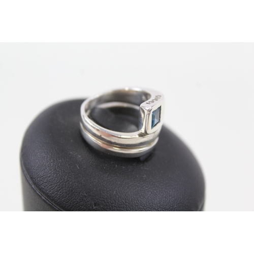 281 - Gucci Sterling Silver Modernist Wrap Ring w/ Topaz Stone & Box 10g