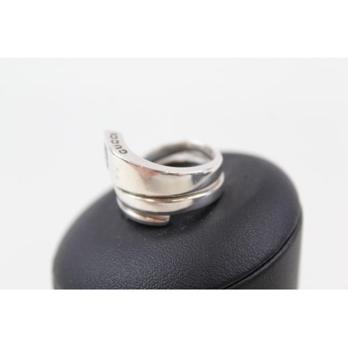 281 - Gucci Sterling Silver Modernist Wrap Ring w/ Topaz Stone & Box 10g