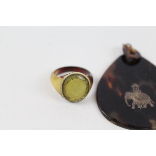 289 - Collection of Antique Tortoiseshell Jewellery inc. Silver Accent, Cameo x 4 14g