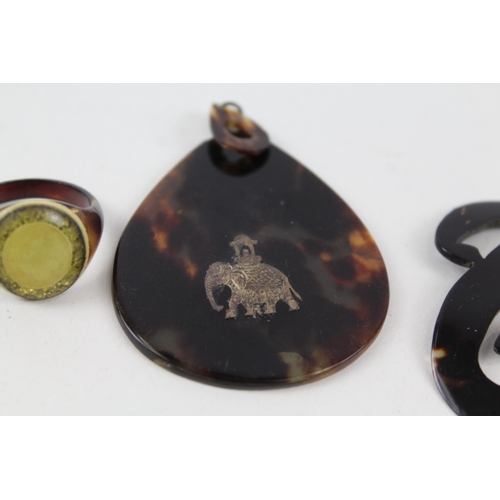 289 - Collection of Antique Tortoiseshell Jewellery inc. Silver Accent, Cameo x 4 14g