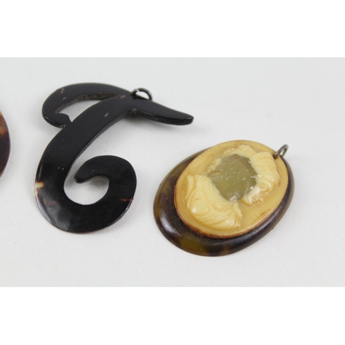 289 - Collection of Antique Tortoiseshell Jewellery inc. Silver Accent, Cameo x 4 14g