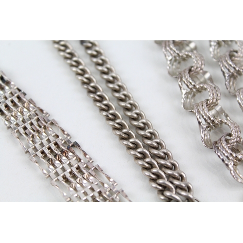 290 - Collection of Sterling Silver Bracelets inc. Heart Lock, Gate, Curb x 3 53g