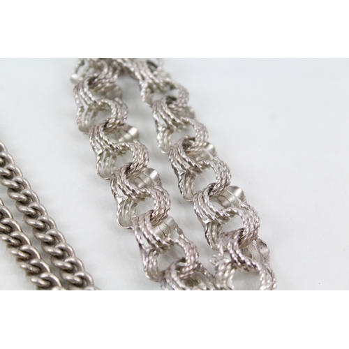 290 - Collection of Sterling Silver Bracelets inc. Heart Lock, Gate, Curb x 3 53g