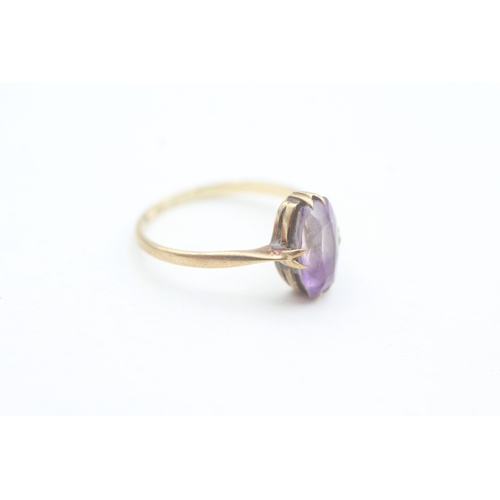 101 - 9ct gold amethyst set solitaire ring (1.6g) Size  N