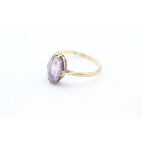 101 - 9ct gold amethyst set solitaire ring (1.6g) Size  N