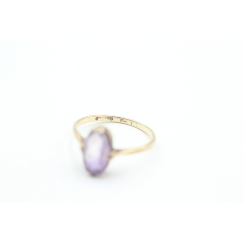 101 - 9ct gold amethyst set solitaire ring (1.6g) Size  N