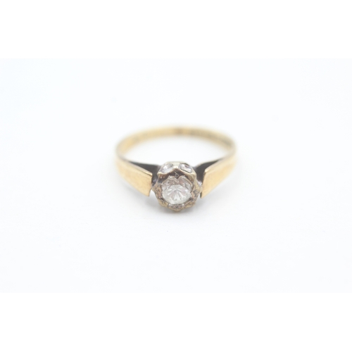 119 - 9ct gold illusion set diamond solitaire ring (1.6g) Size  I 1/2