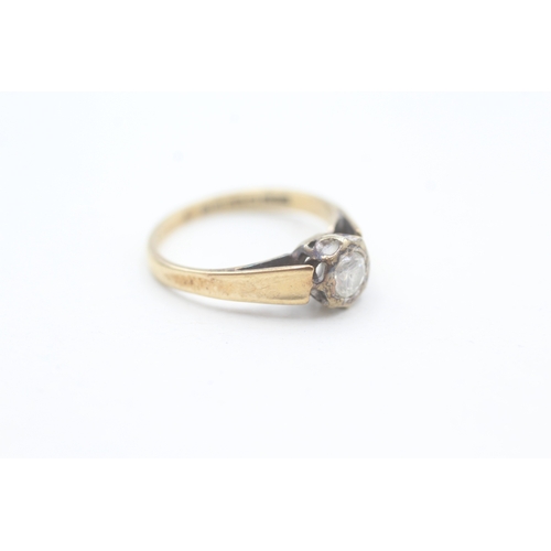 119 - 9ct gold illusion set diamond solitaire ring (1.6g) Size  I 1/2