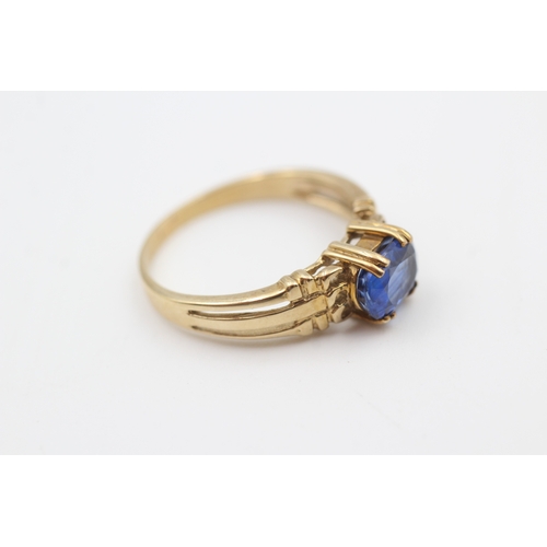 12 - 9ct gold blue kyanite single stone ring (2.7g) Size  Q