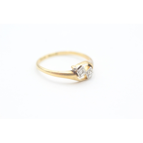 166 - 18ct gold Art Deco diamond set bypass ring (2g) Size  M