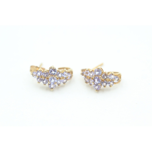 168 - 9ct gold tanzanite cluster set stud earrings (1.8g)