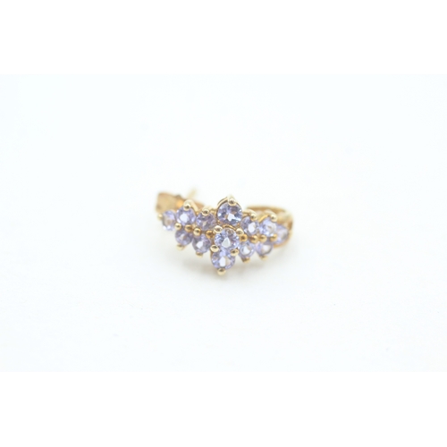 168 - 9ct gold tanzanite cluster set stud earrings (1.8g)