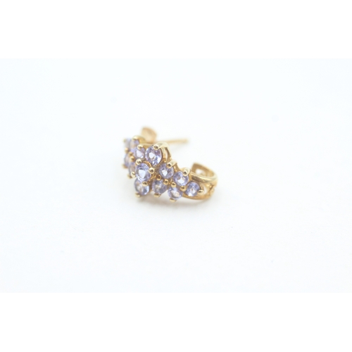 168 - 9ct gold tanzanite cluster set stud earrings (1.8g)