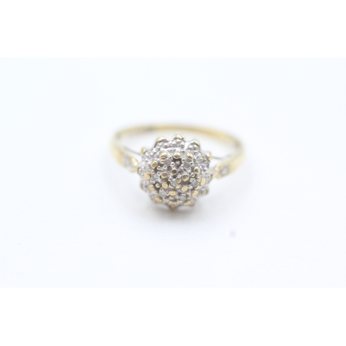 183 - 9ct gold diamond cluster ring (2.3g) Size  N 1/2