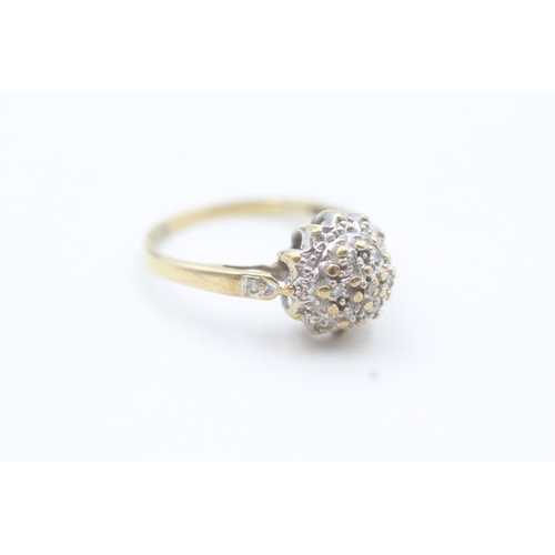 183 - 9ct gold diamond cluster ring (2.3g) Size  N 1/2