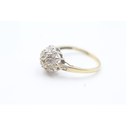 183 - 9ct gold diamond cluster ring (2.3g) Size  N 1/2