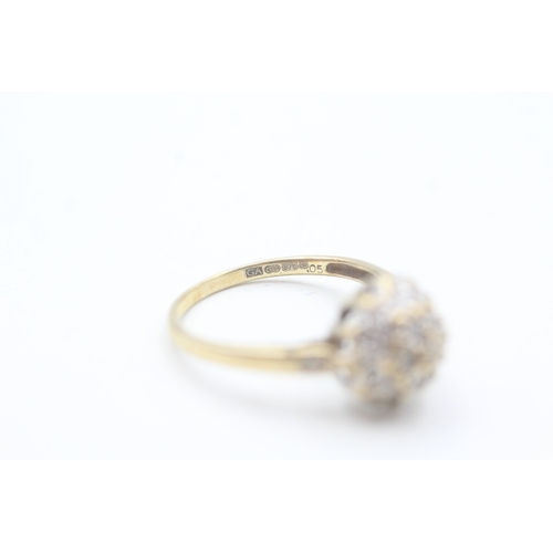 183 - 9ct gold diamond cluster ring (2.3g) Size  N 1/2