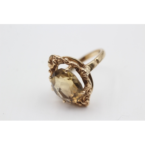 192 - 9ct gold citrine single stone ring (4.2g) Size  K 1/2