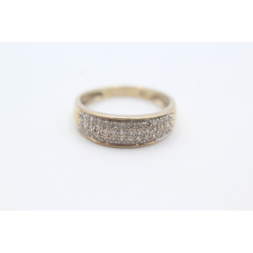 193 - 9ct gold pave set diamond band ring (2.5g) Size  O 1/2