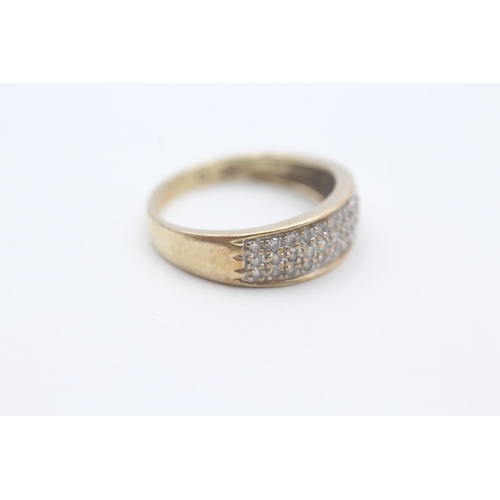 193 - 9ct gold pave set diamond band ring (2.5g) Size  O 1/2