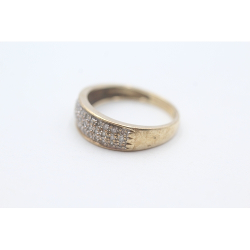 193 - 9ct gold pave set diamond band ring (2.5g) Size  O 1/2