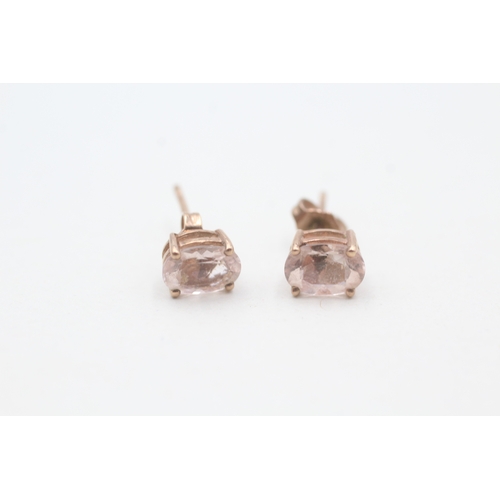 208 - 9ct rose gold morganite set stud earrings (1.2g)