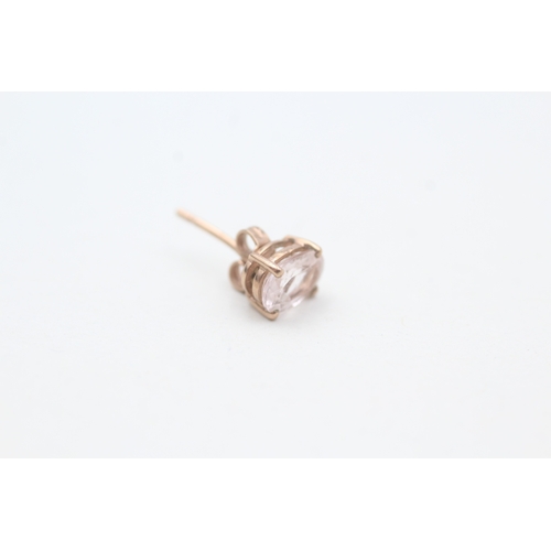 208 - 9ct rose gold morganite set stud earrings (1.2g)