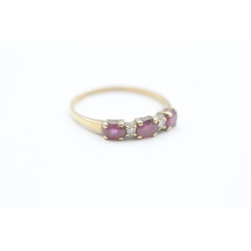 26 - 9ct gold diamond and ruby set five stone eternity ring (1.9g) Size  S