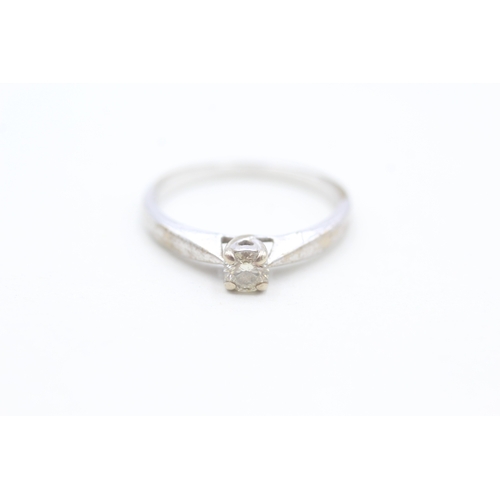 28 - 9ct white gold claw set round brilliant cut diamond solitaire ring (2.2g) Size  N 1/2