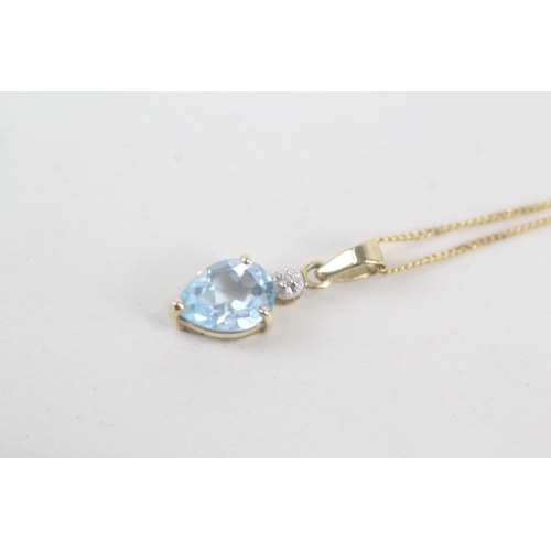 40 - 9ct gold diamond & topaz pendant necklace (1.4g)