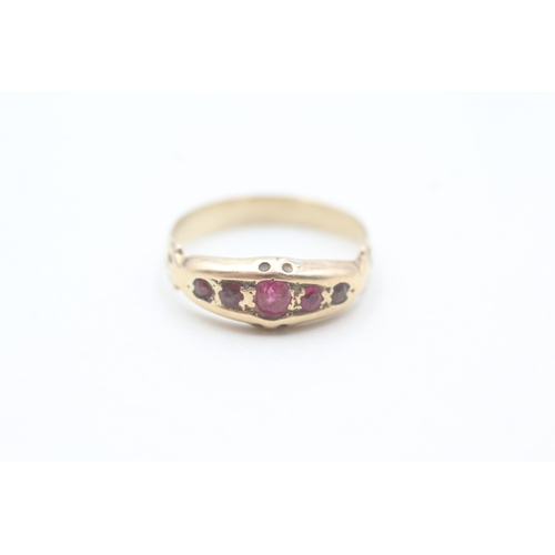 41 - 9ct gold ruby five stone ring (3.4g) Size  P