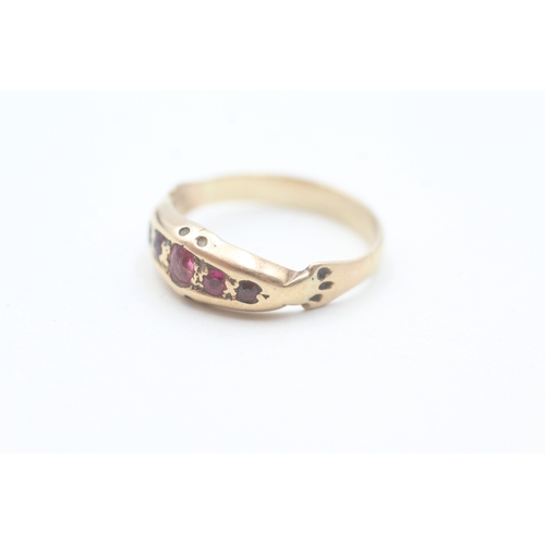 41 - 9ct gold ruby five stone ring (3.4g) Size  P