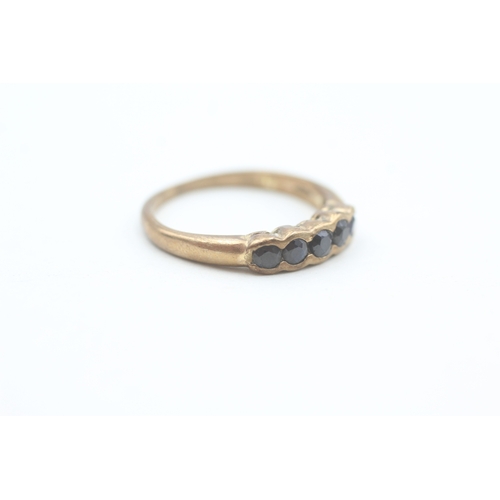 91 - 9ct gold sapphire set five stone eternity ring (2.3g) Size  P