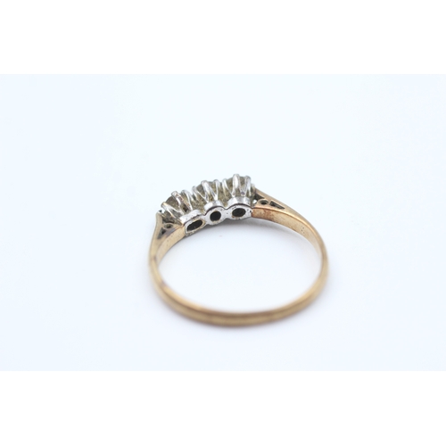 35 - 9ct gold diamond set trilogy ring (1.5g) Size  L